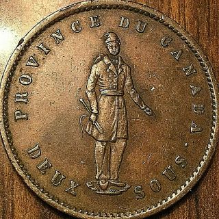 1852 LOWER CANADA QUEBEC BANK ONE PENNY TOKEN DEUX SOUS - example 3
