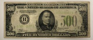 1934 $500 U.  S.  Fedral Reserve Note York