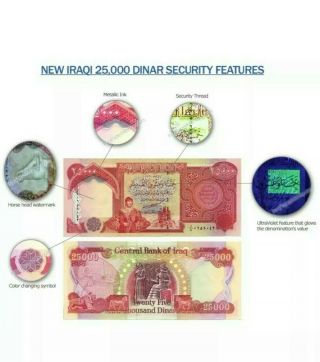 Iraqi Dinar 750,  000 Uncirculated 25k Notes