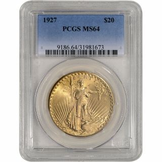 Us Gold $20 Saint - Gaudens Double Eagle - Pcgs Ms64 - Random Date