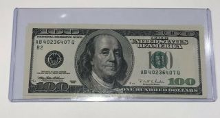 TWO SEQUENTIAL 1996 UNC $100 ONE HUNDRED DOLLAR BILLS FEDERAL RESERVE NOTES 3 3