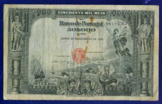 Portugal 50 Mil Reis 1910 (1917) P110 Very Fine