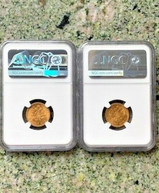 1903 5 ROUBLE GOLD AP RUSSIA NGC MS65/MS64 2 COINS 2