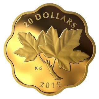 2019 Canada Iconic Maple Leaves Master Club $20 Scallop - Edged Silver Proof Coin