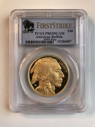 2009 - W 1 Oz Gold Buffalo Proof $50 Coin Pcgs Pr69 Dcam Fs Buffalo Label 15286887