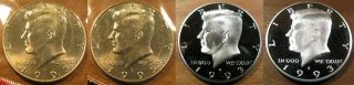 1993 P D S S Kennedy Half Dollar 2 Bu Coin 1 Clad Proof 1 Silver Proof Coin