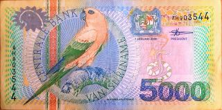 Surinam Suriname 5000 Gulden 2000 (birds)