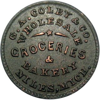 1863 Niles Michigan Civil War Token G A Colby & Co