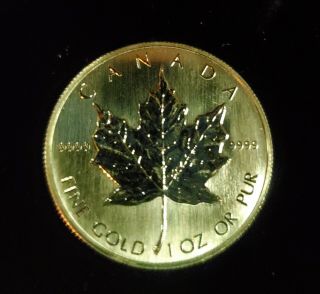 1 oz Canadian Gold Maple Leaf Coin.  9999 Pure 1985 2