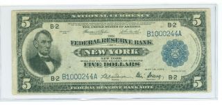 1918 $5 York National Currency Federal Reserve Bank Note Fr 782