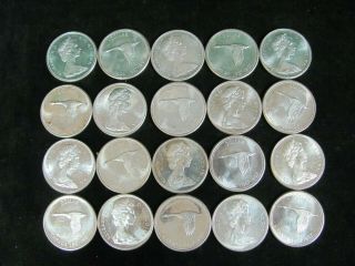 Roll Of 20 Uncirculated Canadian 1967 Silver Dollar Coins