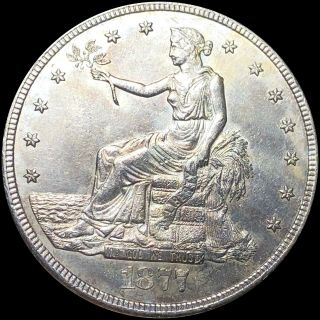 1877 - CC Silver Trade Dollar GEMMY UNCIRCULATED Carson City Collectible no res 2