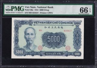 Vietnam Banknote 5000d 1953 Gem Unc Pick 66a