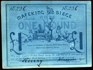 South Africa: Boer War Mafeking Siege 1 Pound P S655b PMG 63 3