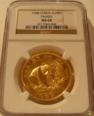 China 1988 Gold 1 Oz Panda 100 Yuan Ngc Ms68