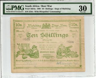 South Africa: Boer War Mafeking Siege 10 Shillings.  P S654a Pmg 30