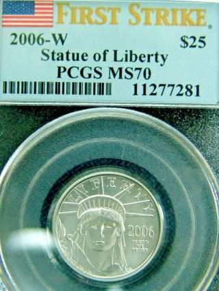 2006 - W $25 Burnished Platinum Statue Of Liberty Pcgs Ms70 Fs True
