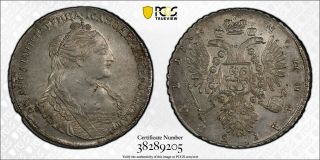 Russia Rouble 1734.  Large Head,  Date to Left.  Doubled die.  PCGS AU55 3
