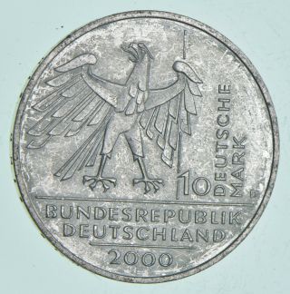 Silver - World Coin - 2000 Germany 10 Mark - World Silver Coin 15.  5 Grams 066