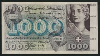 Switzerland Suisse 1000 Francs 1972 Big Note Xf See Scan