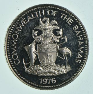 Silver - World Coin - 1976 The Bahamas 50 Cents - World Silver Coin 10.  9g 087