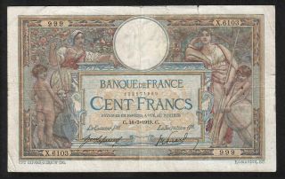 100 Francs From France 1919