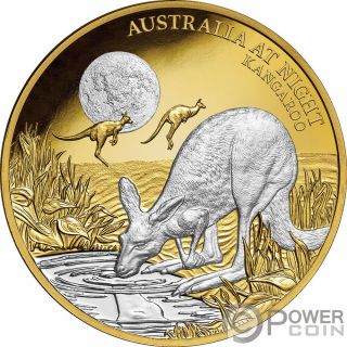 Kangaroo Australia At Night 1 Oz Gold Coin 100$ Niue 2019