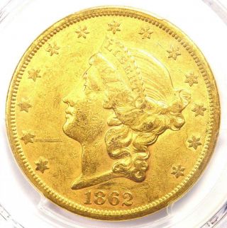 1862 - S Liberty Gold Double Eagle $20 - Pcgs Au Details - Rare Civil War Coin