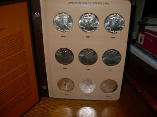 Silver Eagles 34 Uncirculated with book some with light hue 3