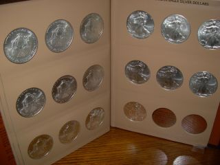 Silver Eagles 34 Uncirculated with book some with light hue 6