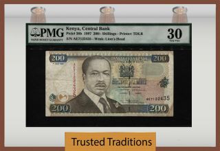 Tt Pk 38b 1997 Kenya 200/ - Shillings " President Moi " Pmg 30 Sole Certified Ex