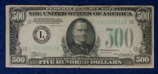 1934 $500 San Francisco Federal Reserve Currency Banknote