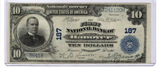 Series 1902 $10 National Currency First National Bank Of Hanover,  Pa