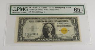 1935a $1 Silver Certificate Wwii North Africa Note - Pmg Gem Unc 65 Epq - Fr 2306