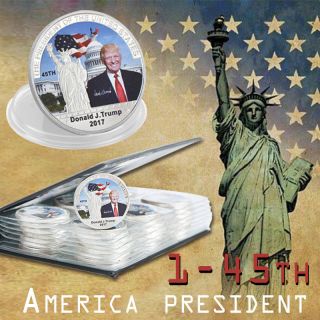 Wr 44pcs United States President Silver Coin In Leather Album Souvenir Gifts