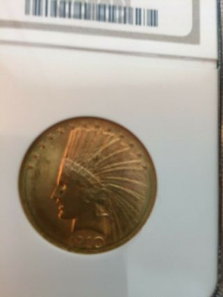 1910 D $10 Gold Eagle Indian Head NGC MS62 4
