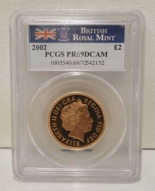 2002 - Great Britain - 2 Pounds - Golden Jubilee - Pr 69 Dcam - Pcgs - Gold Coin