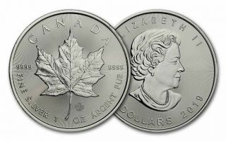 Five 5 2018 Or 2019 Silver Maple Leaf Canadian One Ounce Silver Coins