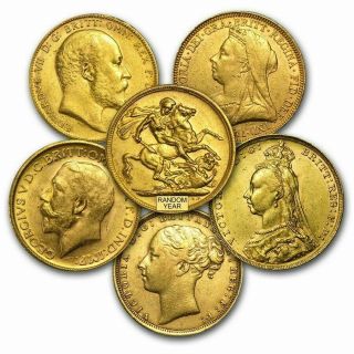 Great Britain Gold Sovereign Avg Circ (random) - Sku 152287