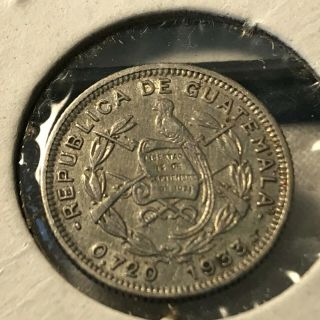 1933 - L GUATEMALA SILVER 5 CENTAVOS COIN 2