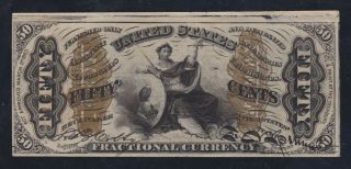 Us 50c Justice Fractional Currency 3rd Issue 
