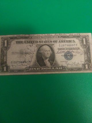 One Dollar 1935d Silver Certificates.  Signed By Jerry Lewis & Dean Martin