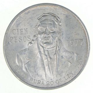 Silver - World Coin - 1977 Mexico 100 Pesos - World Silver Coin 27.  9 Grams 939