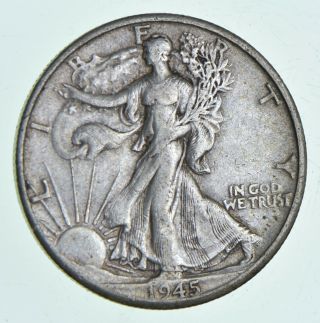 Xf,  1945 - D Walking Liberty 90 Silver Us Half Dollar - Coin 776