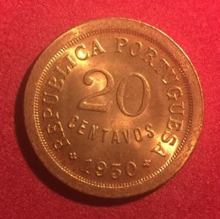 Portuguese Cape Verde - 1930 20 Centavos Unc