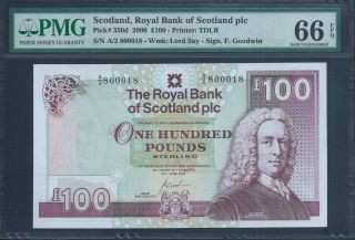 Scotland - £100 Royal Bank Of Scotland P350d Low No.  18 Pmg 66 Epq