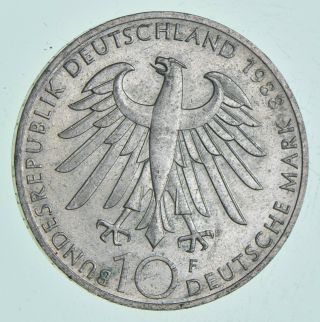 SILVER - WORLD Coin - 1988 Germany 10 Mark - World Silver Coin 15.  4 Grams 080 2