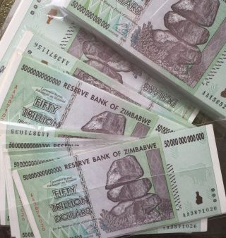50 X Zimbabwe 50 Trillion Dollars,  Uncirculated,  Half Bundle