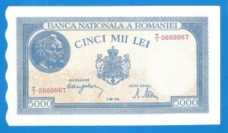 Romania 5000 Lei 1944 Series 0669967 Rare