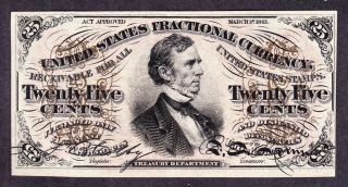 Us 25c Fractional Currency Note 3rd Issue Red Back Fr 1291 Ch Cu